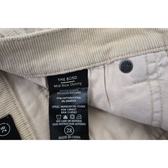 BLANKNYC Women Sz 28 Cream/Ivory The Bond Mid-Rise Skinny Ankle Corduroy Pants - Picture 3 of 10